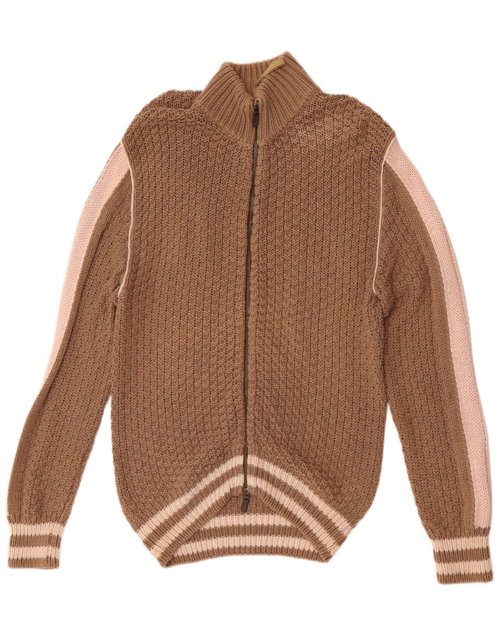 Pulover cardigan pentru femei Etro UK 14, maro mediu, bumbac color bloc