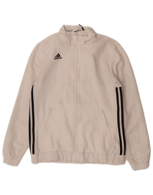 Jachetă de top pentru trening Adidas pentru femei, cu croială obișnuită, Marea Britanie 12/14, mediu sport, alb