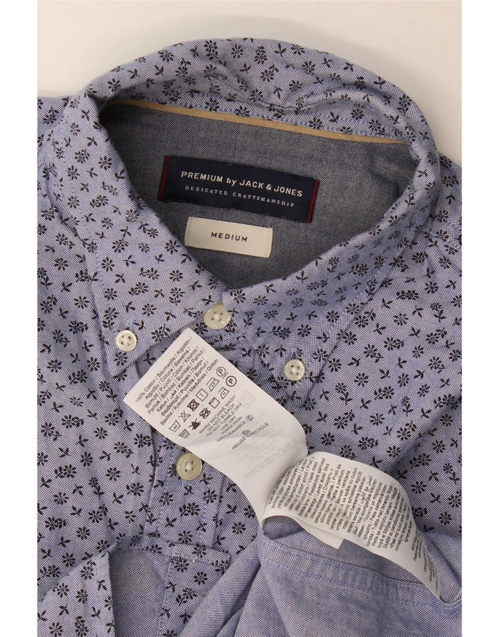 Cămașă Jack & Jones pentru bărbați, bumbac floral, albastru mediu