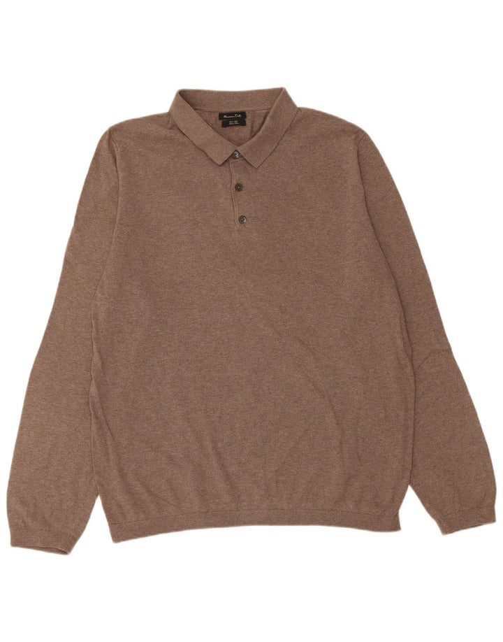 Massimo Dutti Pulover cu gât polo pentru bărbați, maro mare
