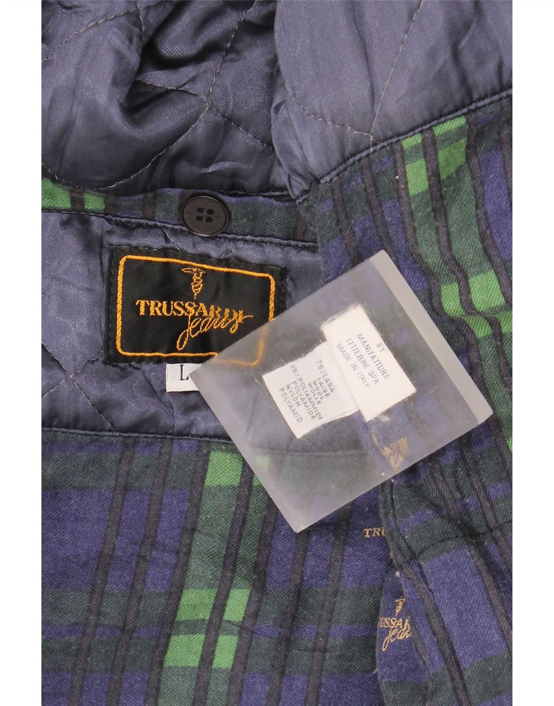 Pardesiu pentru bărbați Trussardi Jeans UK 40 mare, bleumarin, lână clasică