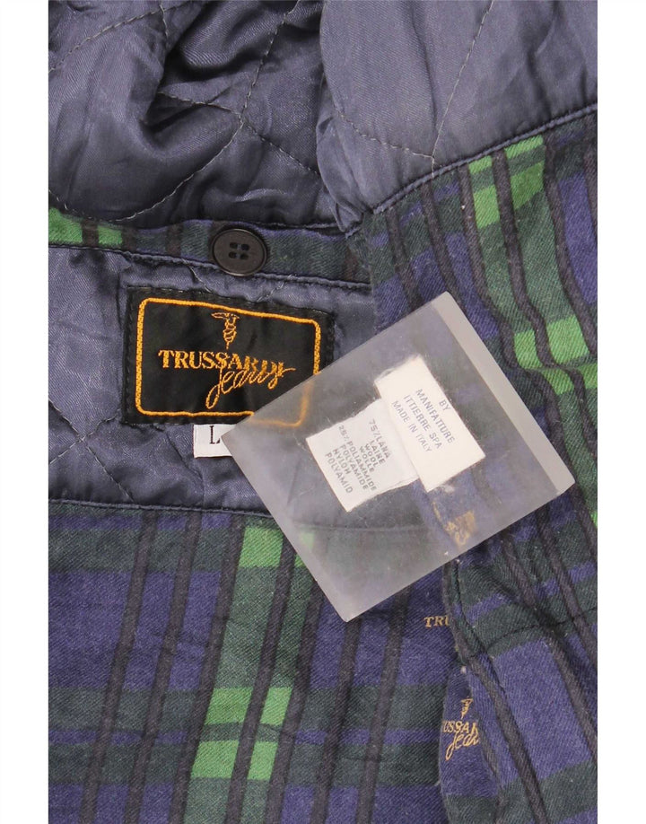 Pardesiu pentru bărbați Trussardi Jeans UK 40 mare, bleumarin, lână clasică