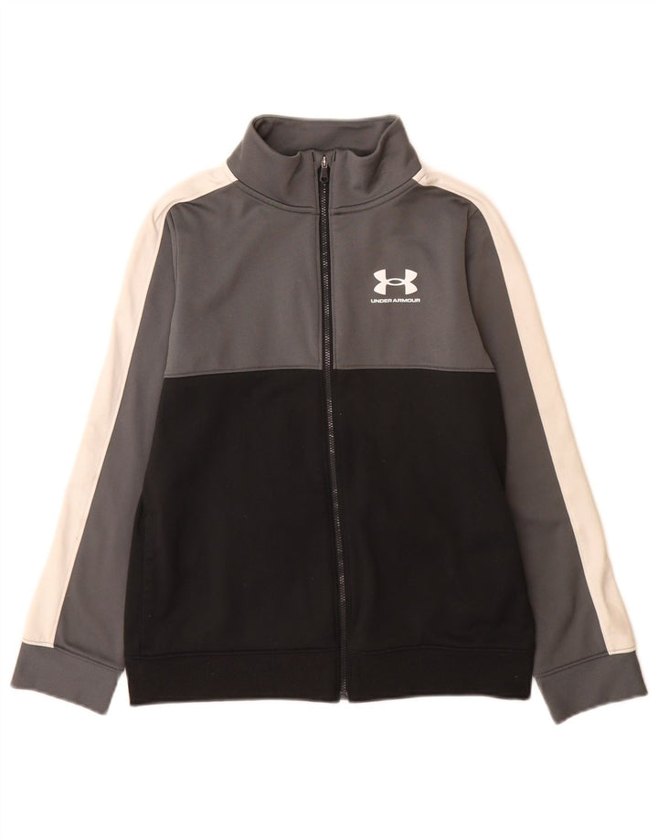 Jachetă de trening Under Armour pentru băieți 9-10 ani, mediu negru, color block