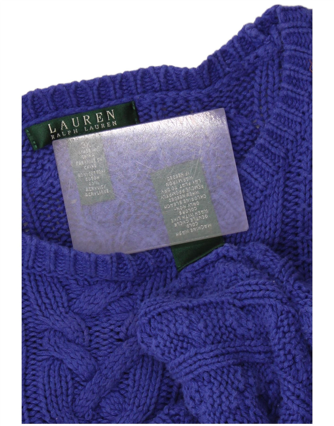 RALPH LAUREN Pulover pentru femeie cu gât de barcă, UK 22 3XL, bumbac albastru