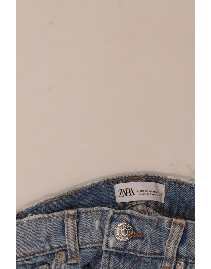Pantaloni scurți din denim învechit pentru femei Zara Mici W26 Albastru