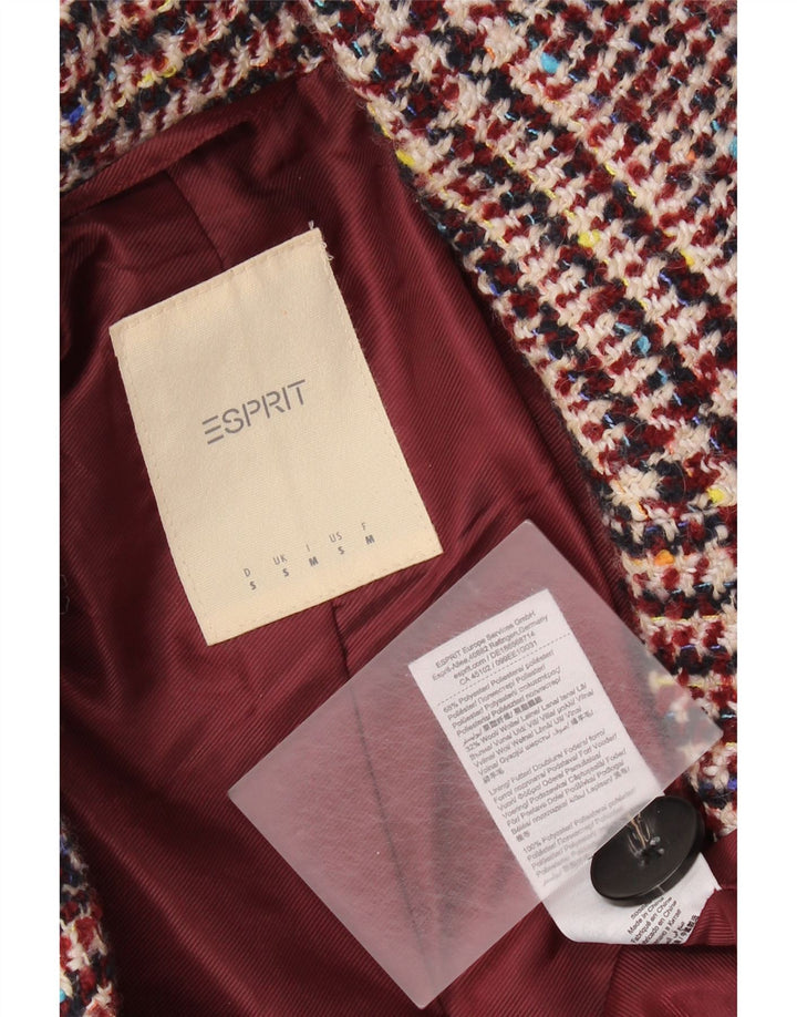 Palton pentru femei Esprit cu piept dublu UK 10 Poliester burgundă mic