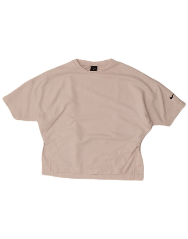 Tricou supradimensionat pentru femei Nike Dri Fit Top UK 14 Bumbac alb mediu