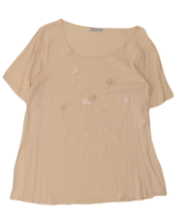 Vintage Womens Blouse Top IT 48 XL Beige Floral Acetate