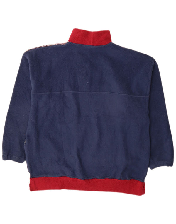 Pulover din lână vintage pentru femei, cu gât cu nasturi, UK 20 2XL, bleumarin, cachetă retro