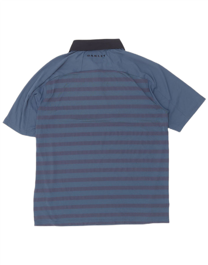 Tricou polo Oakley pentru bărbați, cu formă regulată, din poliester cu dungi mari, albastre