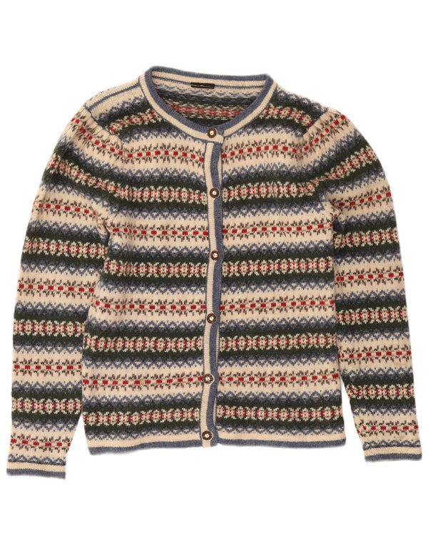 Pulover cardigan pentru femei VINTAGE UK 14 Medium Multicolored Fair Isle Lână