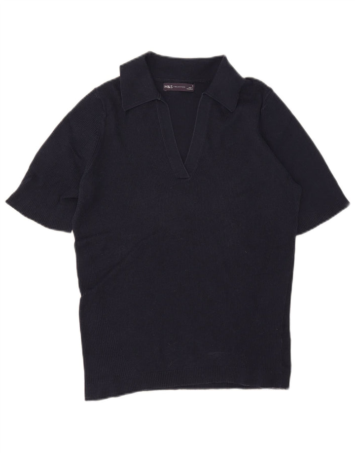 Tricou polo pentru femei Marks & Spencer UK 12 Medium bleumarin Bumbac