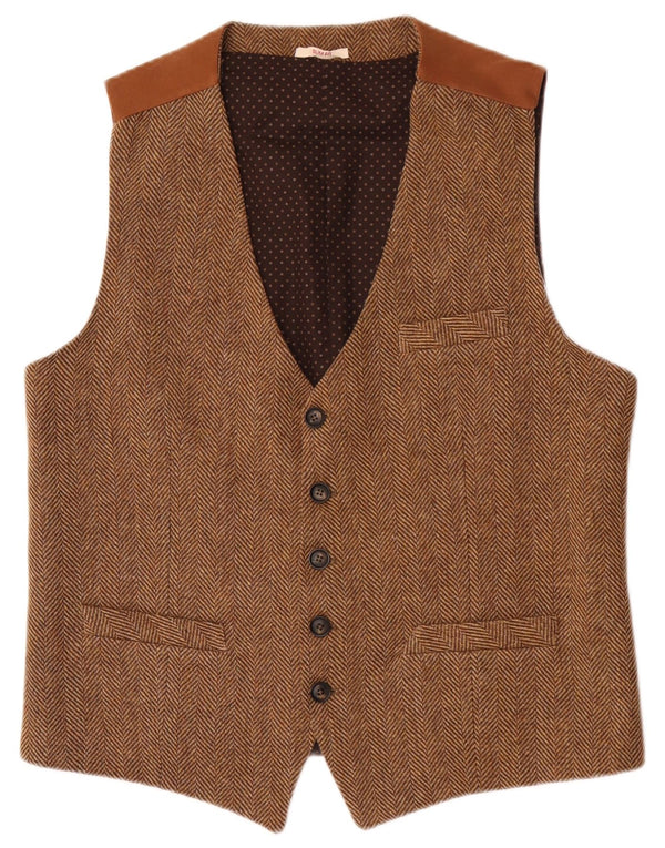 Vestă vintage pentru bărbați, slim fit, XL, maro, acrilic în oase