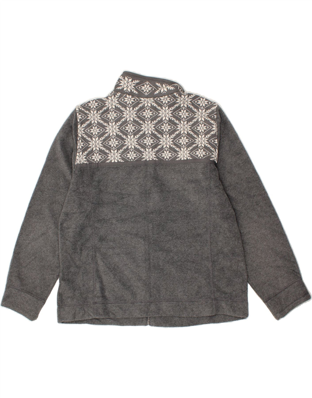 L.L.BEAN Womens Fleece Jacket UK 18 XL Grey Fair Isle Polyester Vintage L.L.Bean and Second-Hand L.L.Bean from Messina Hembry 