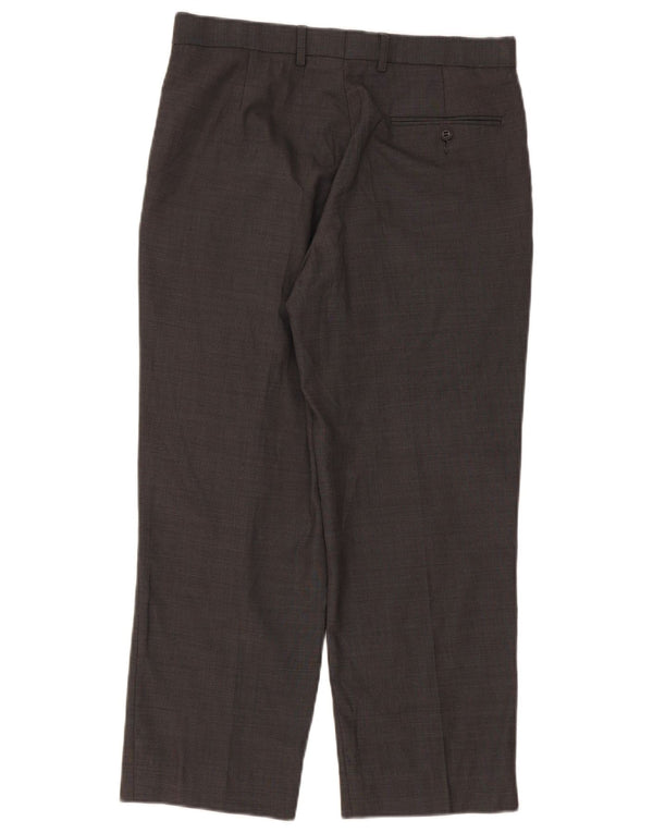 Marks & Spencer Pantaloni de costum drepți croiți pentru bărbați L32 L26 Lână gri