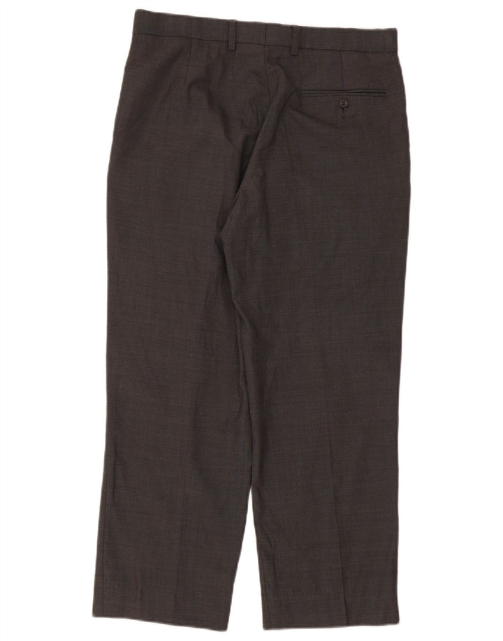 Marks & Spencer Pantaloni de costum drepți croiți pentru bărbați L32 L26 Lână gri