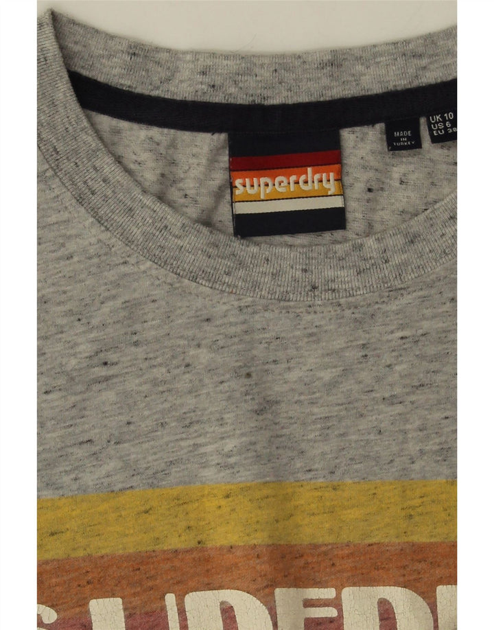 Tricou grafic supradimensionat Superdry pentru femei Top UK 10 Small Grey Flecked