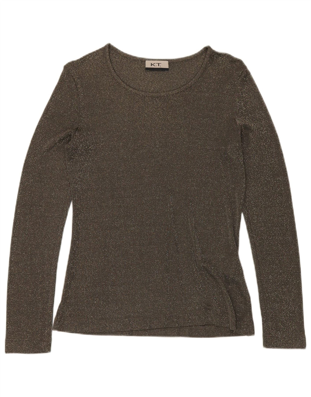 VINTAGE Top pentru femei cu mânecă lungă UK 12 Medium Green Flecked Viscose