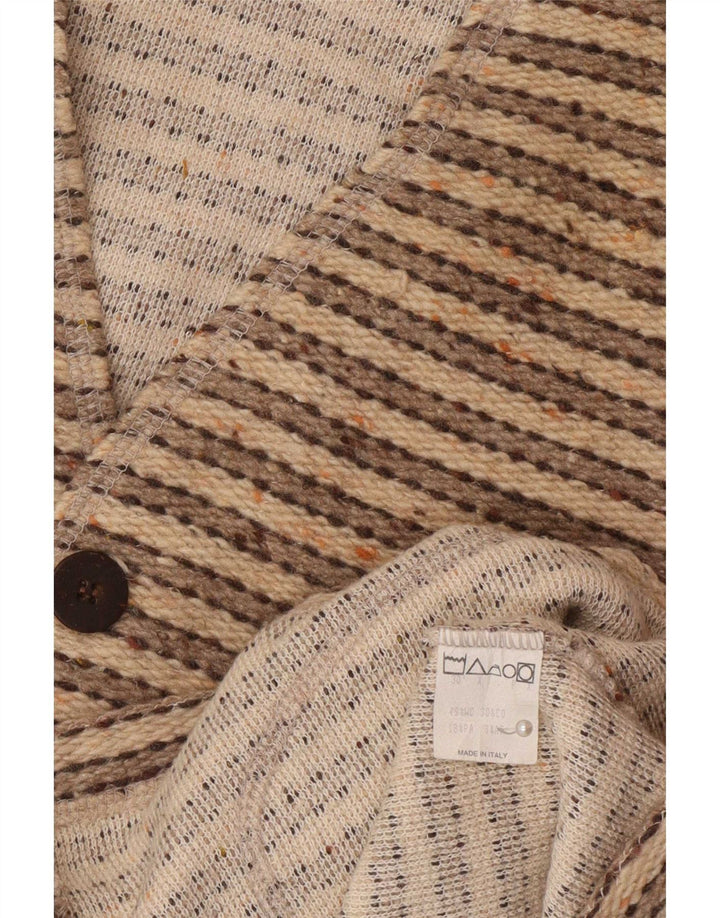 Pulover cardigan fără mâneci pentru bărbați Wit Boy, lână cu dungi mici, bej