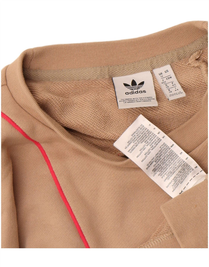Pulover de hanorac grafic Adidas pentru femei UK 12 Medium Bej Colorblock