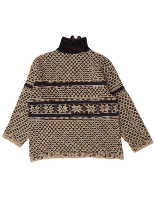 Pulover Vintage pentru bărbați, cu fermoar, cu gât, XL, Bej Fair Isle