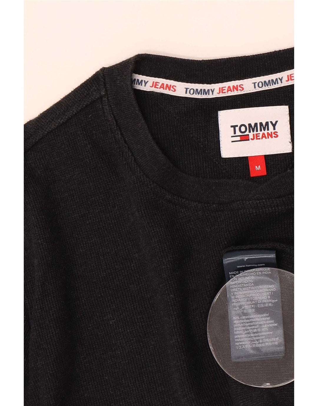 Top pentru bărbați Tommy Hilfiger cu mânecă lungă, bumbac mediu negru