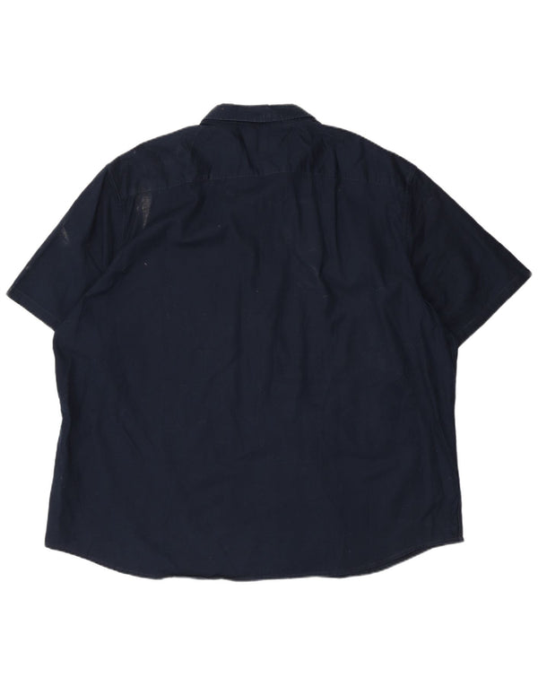 Cămașă pentru bărbați Marks & Spencer, cu mânecă scurtă, cu ajustare normală, 4XL, bumbac bleumarin