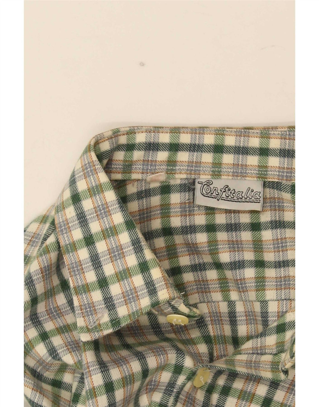 Cămașă de flanel vintage pentru bărbați, poliester cu carouri mici, verde