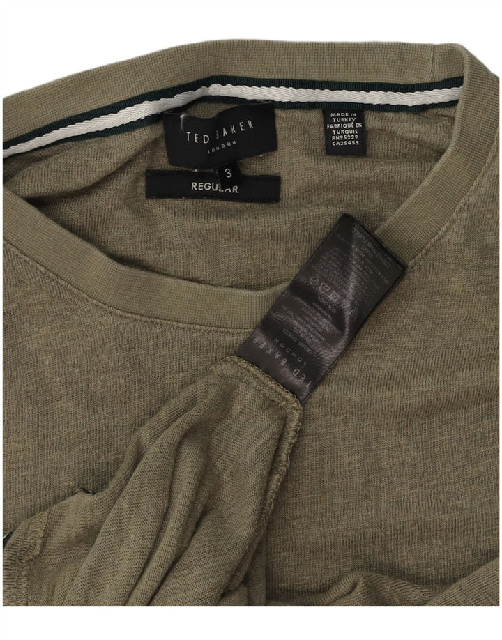 Ted Baker Tricou obișnuit pentru bărbați Mărimea de sus 3 Mediu Kaki In