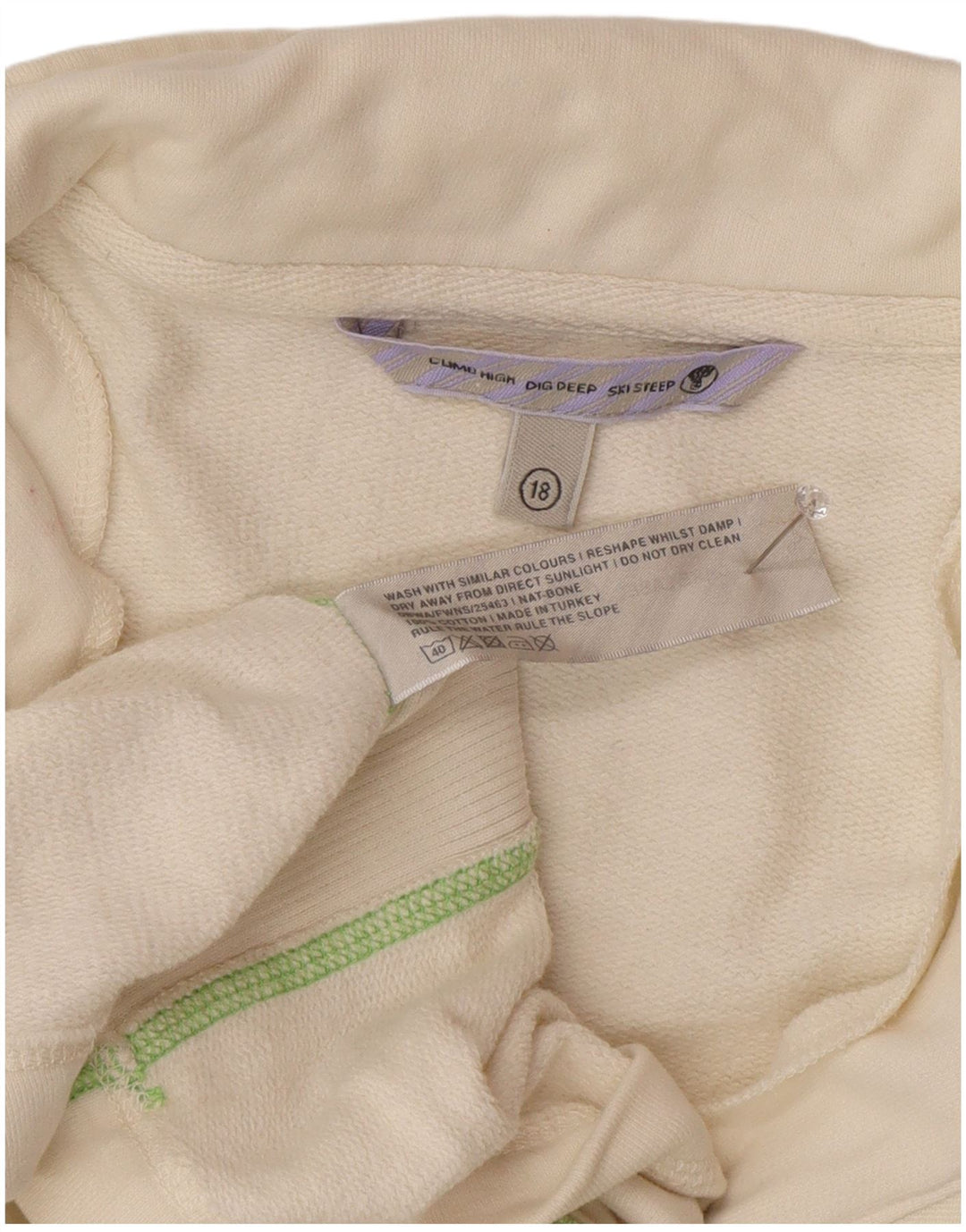 Pulover pentru femei Fat Face, cu grafic, cu fermoar și gât, UK 18 XL, alb