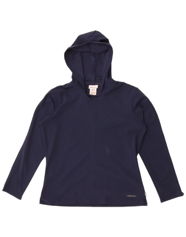 Top supradimensionat cu glugă pentru femei Reebok cu mânecă lungă UK 10 Small Bleumarin