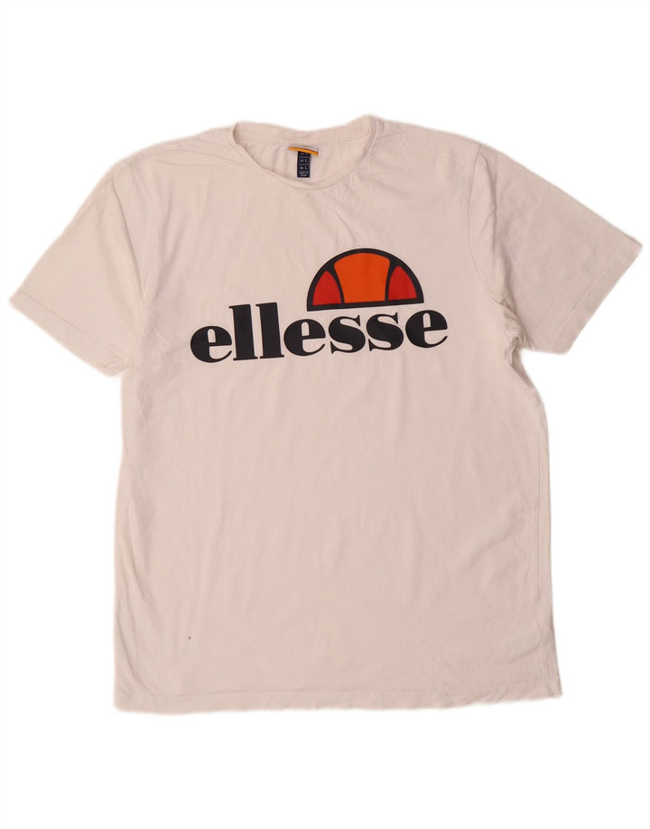 Tricou grafic ELLESSE pentru bărbați Top mare din bumbac alb