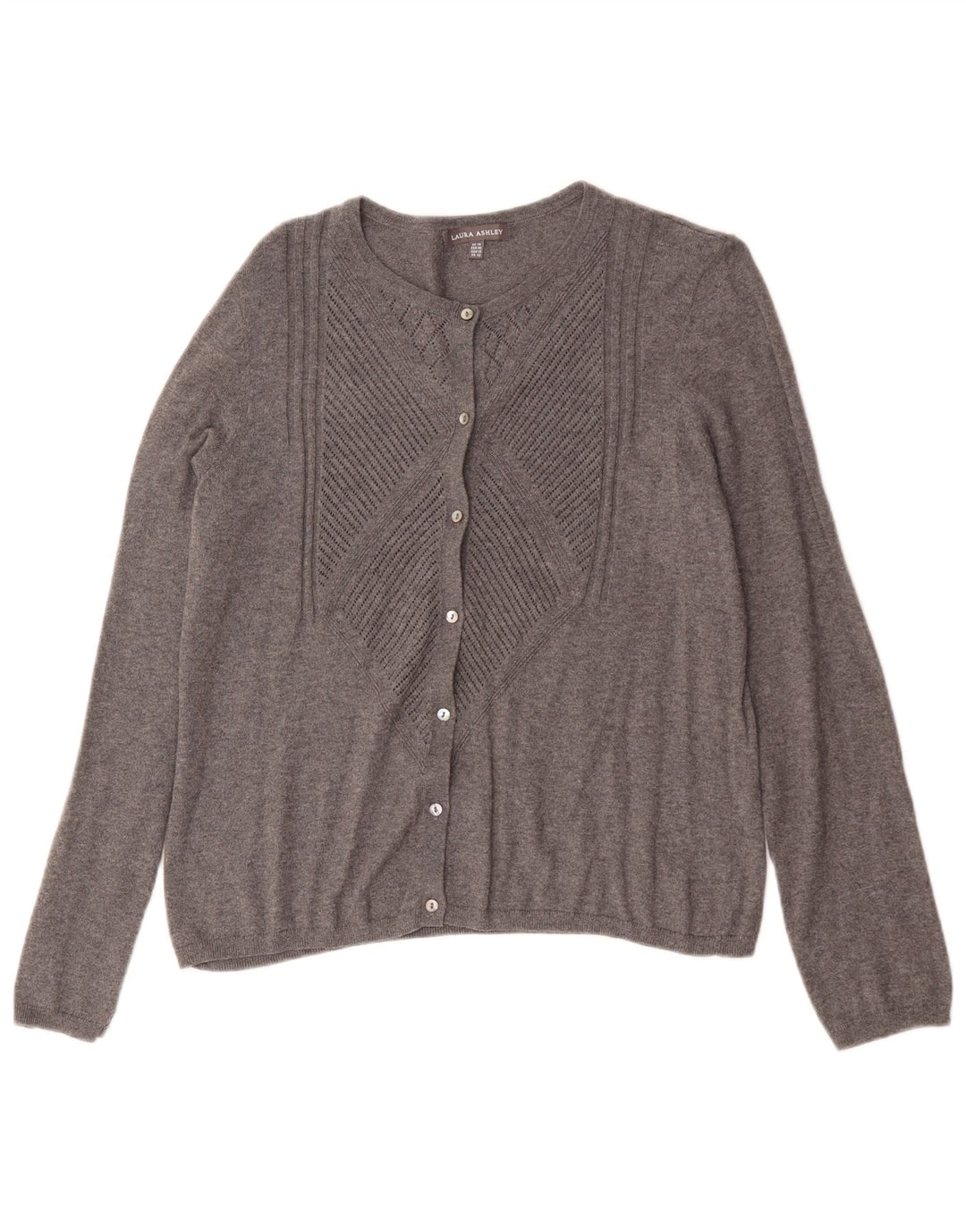 Pulover cardigan pentru femei Laura Ashley UK 14 bumbac gri mediu