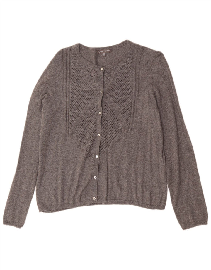 Pulover cardigan pentru femei Laura Ashley UK 14 bumbac gri mediu