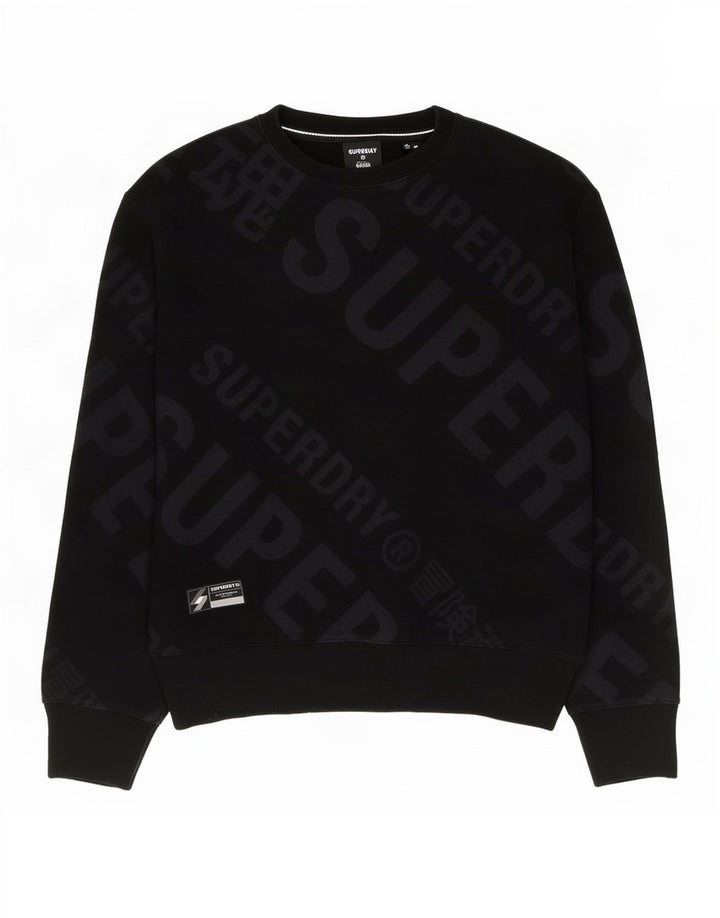 Pulover grafic Superdry pentru bărbați, bumbac mediu negru