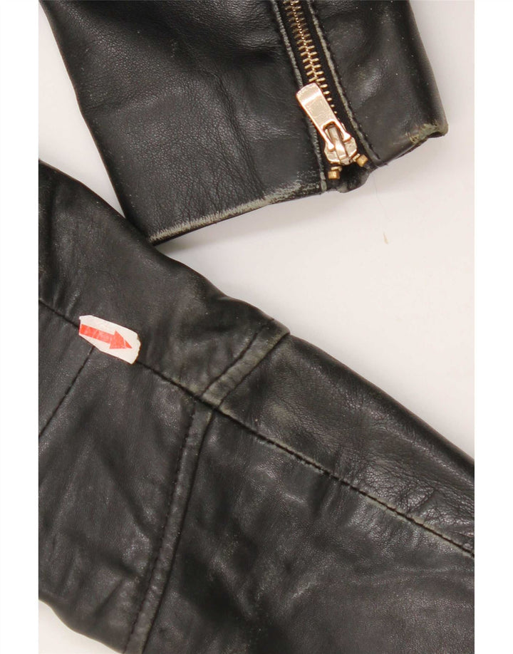 Jachetă de piele crop pentru femei Mango UK 10 Small Black