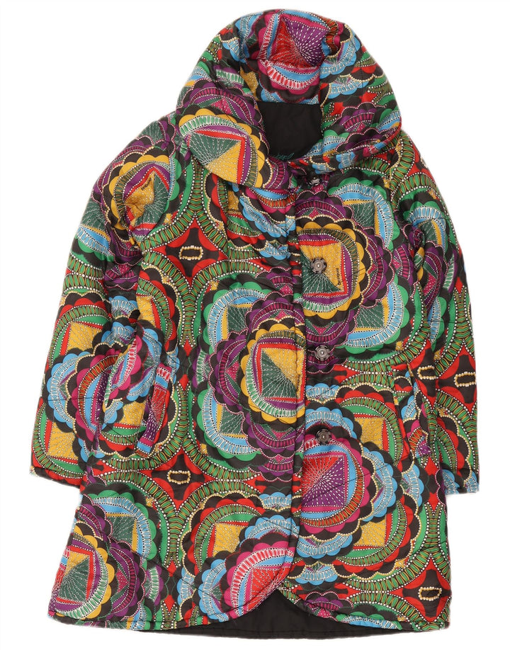 Jachetă căptușită pentru femei Desigual UK 10, poliester geometric multicolor mic
