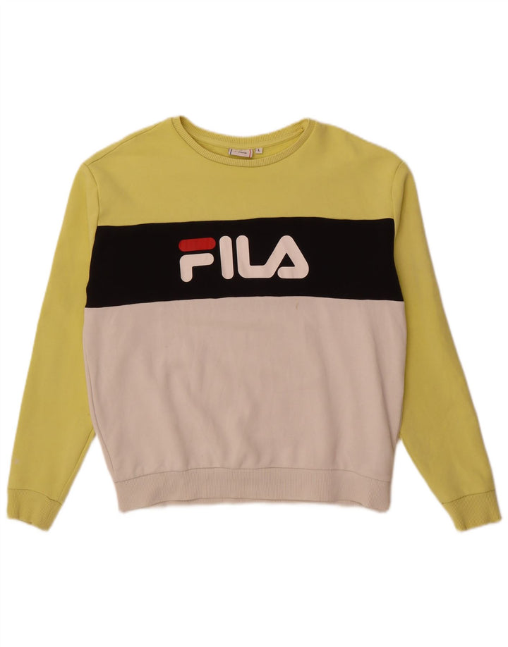 FILA Womens Sweatshirt Jumper UK 16 Large Multicoloured Colourblock