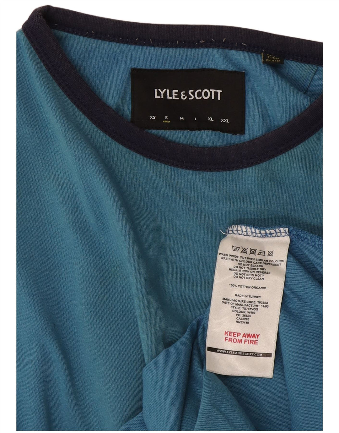 Tricou pentru bărbați Lyle & Scott Top mic albastru din bumbac color bloc