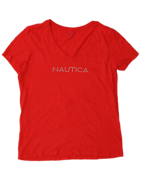 Tricou cu grafic Nautica pentru femei Top UK 18 XL Bumbac roșu
