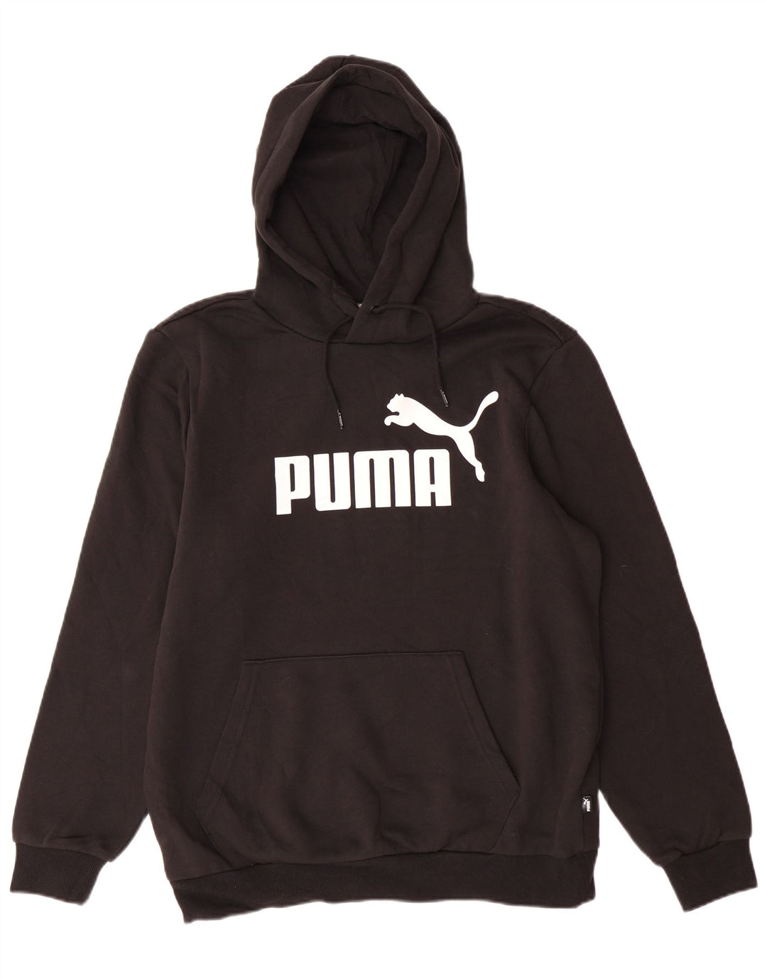 Pulover PUMA pentru bărbați cu glugă grafică, bumbac mediu negru