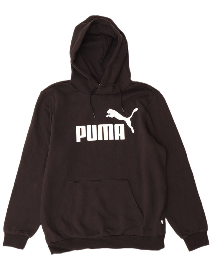 Pulover PUMA pentru bărbați cu glugă grafică, bumbac mediu negru