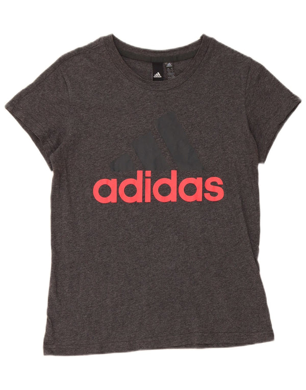 Tricou grafic Adidas pentru femei Top UK 12/14 Medium Gri Bumbac