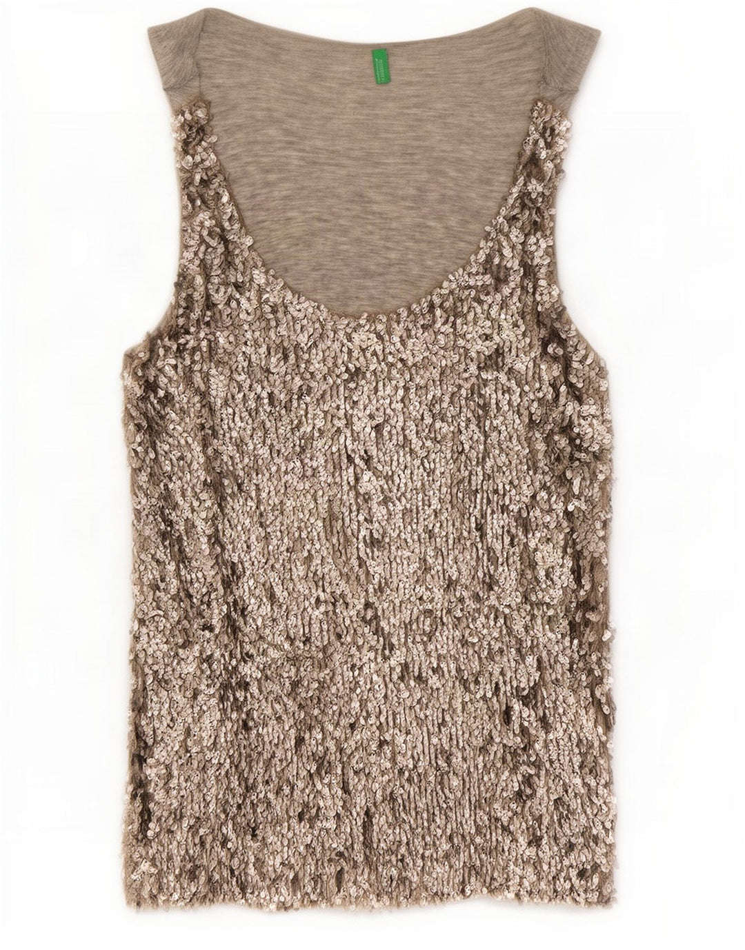 Benetton Femei Paiete Vest Vest Top UK 14 Medium Gri Viscoza