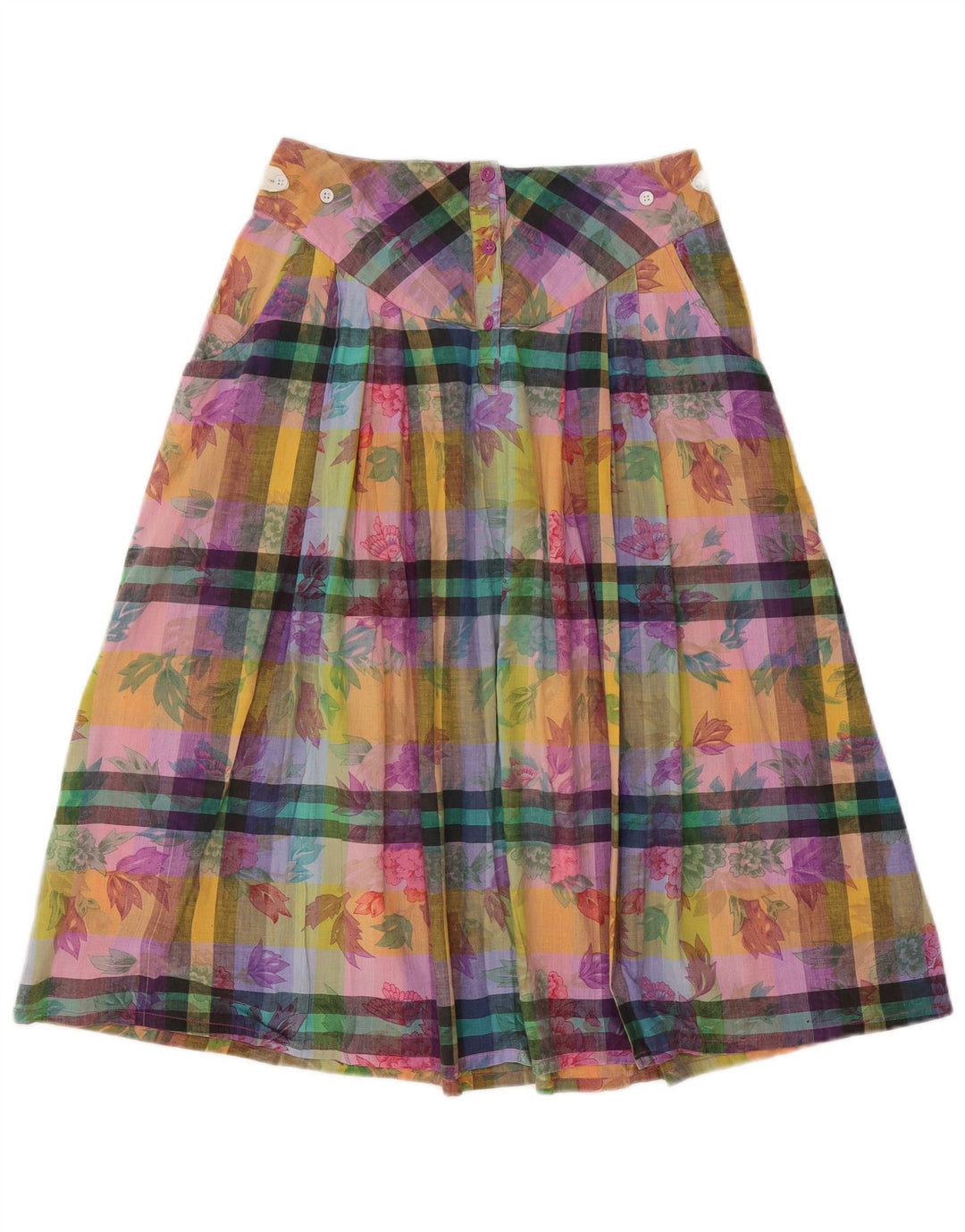 Fustă A-Line pentru Damă Vintage Medium W28 Bumbac Floral Multicolor