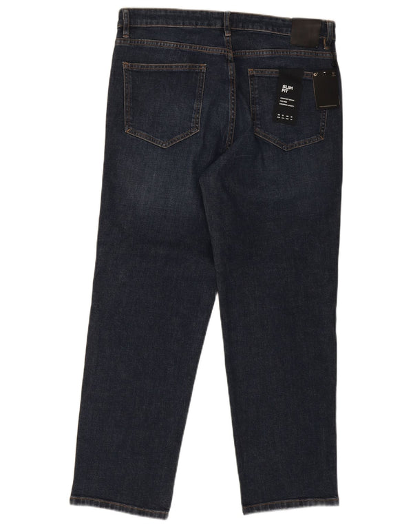 MASSIMO DUTTI Womens Mid Rise Crop Slim Jeans UK 16 Large W34 L27 Blue