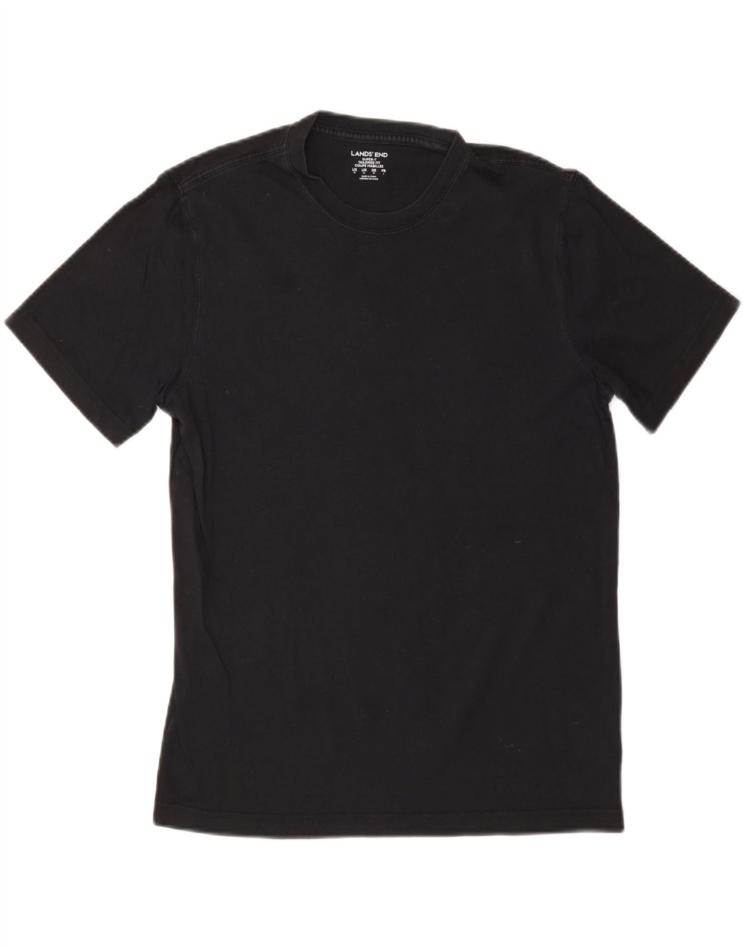 LANDS END Tricou croit pentru bărbați Top, bumbac mediu negru