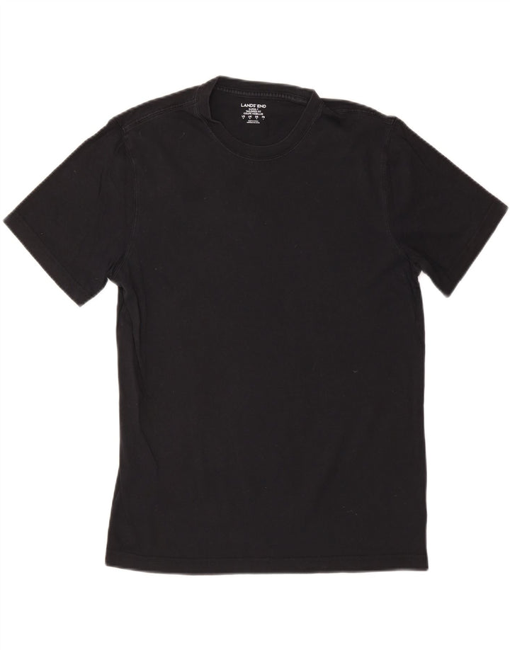 LANDS END Tricou croit pentru bărbați Top, bumbac mediu negru
