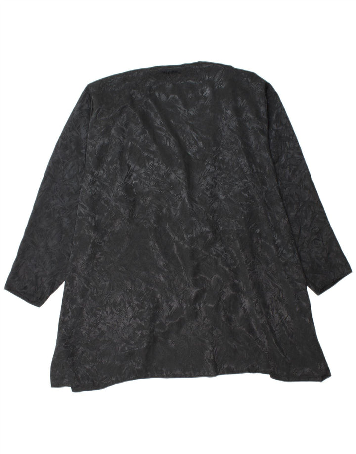VINTAGE Womens Longline Cardigan Top EU 40 Medium Black Floral Polyester