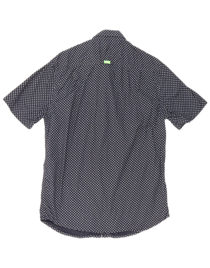 Cămașă cu mânecă scurtă pentru bărbați Superdry, bumbac geometric albastru mediu